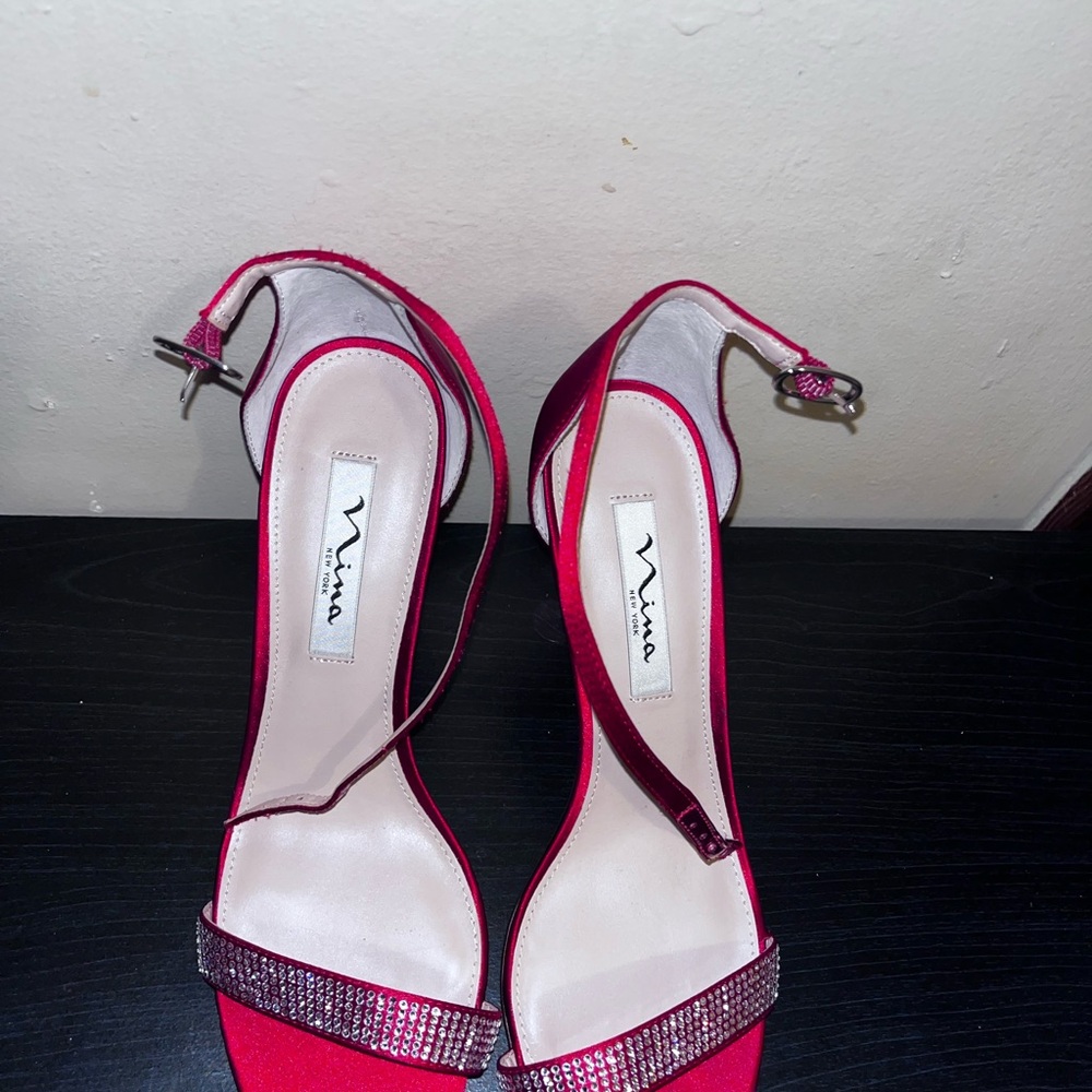 Nina Red Rhinestone Heels